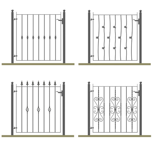 Metal gates with posts iron - posts,